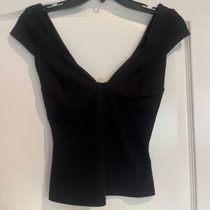Free People black viral deep V top